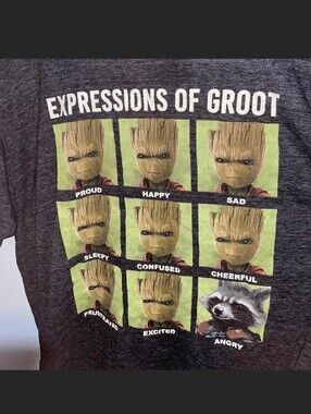 Marvel Men's Expressions of Groot Graphic Tee - Dark Gray, Green, Brown